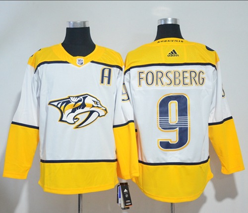 Adidas Men Nashville Predators #9 Filip Forsberg White Road Authentic Stitched NHL Jersey->nashville predators->NHL Jersey